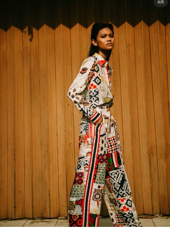Tory Burch Pants - Tory Burch Multicolor Geometric & Floral Wide-Leg pants long sleeve set